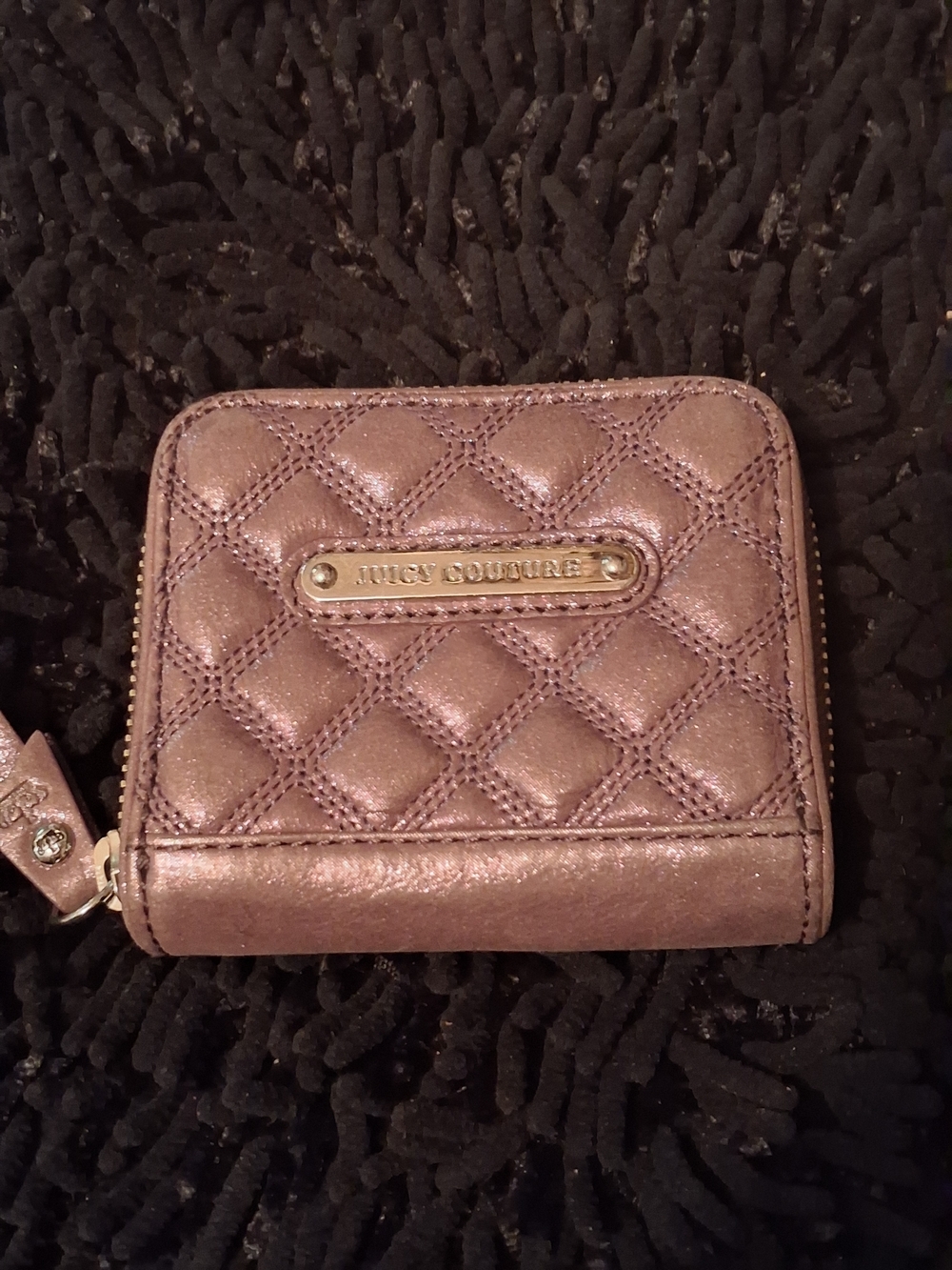 Juicy Couture Quilted Metallic  Purple Zip Wallet